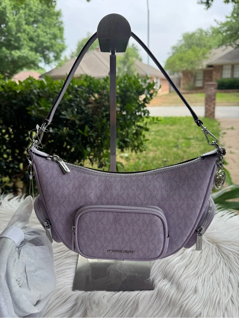 Michael Kors Lavender Saffiano Crescent Shoulder Bag